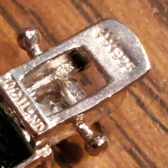 925 Sterling Silver Thailand Bracelet Green Gems - Picture 7 of 8